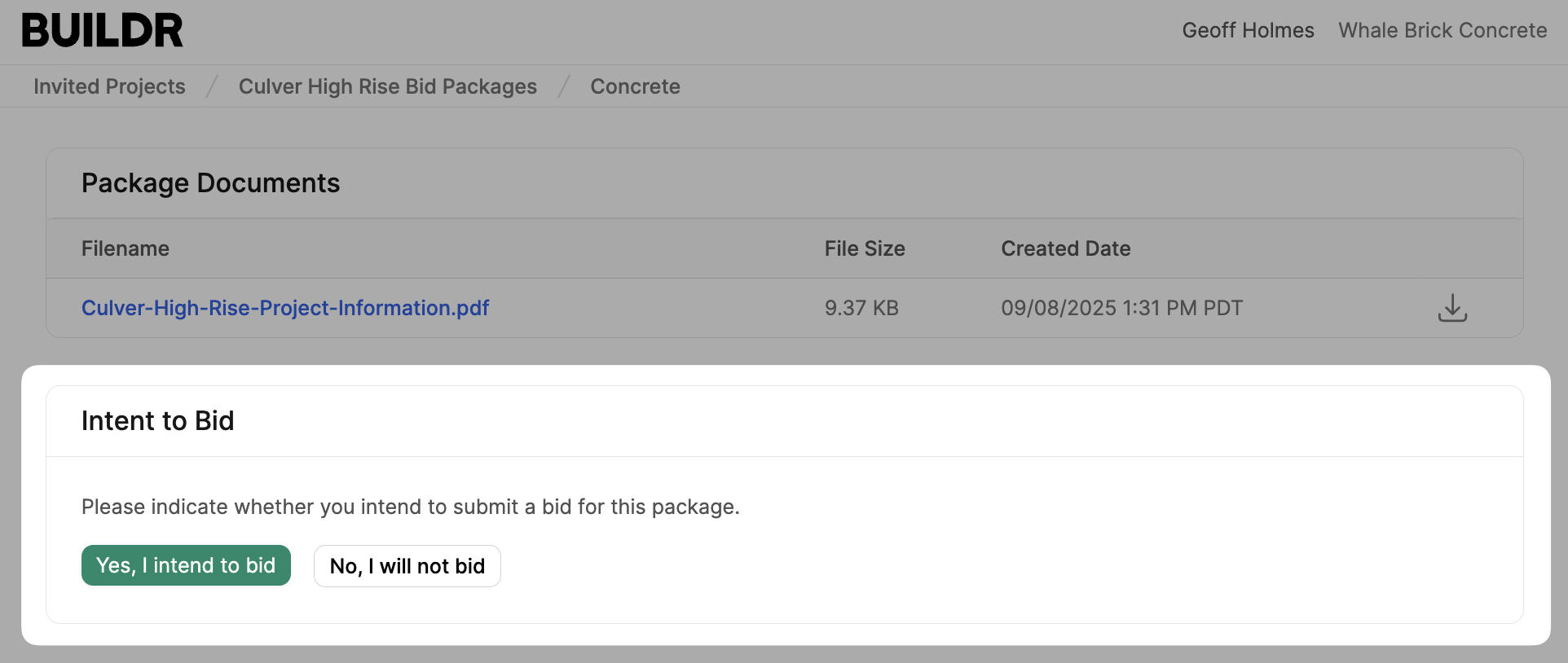 Intent Bid Pn