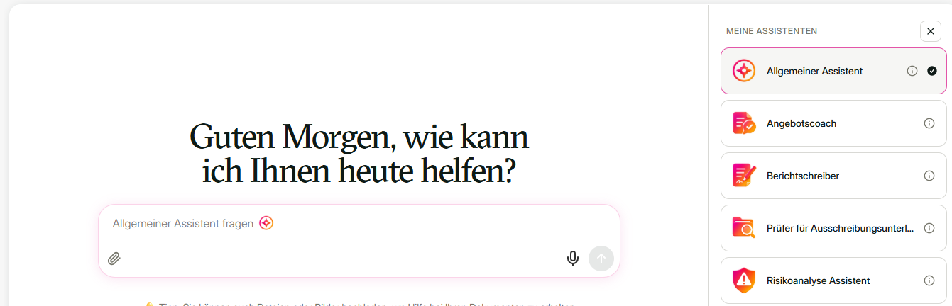 Bereich Meine Assistenten