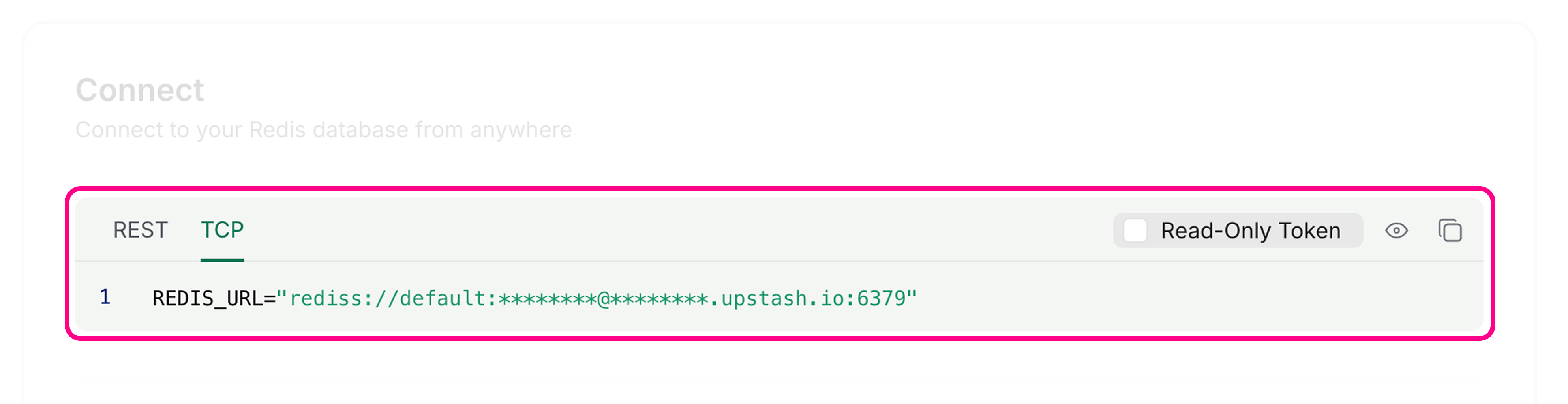 Upstash Redis database page