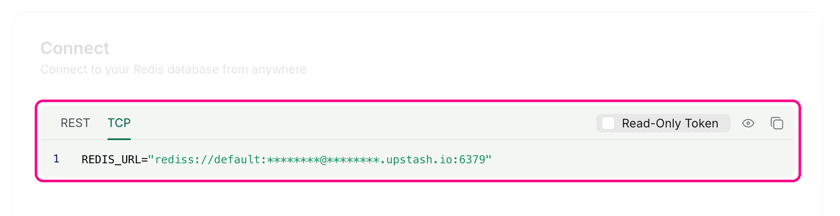 Upstash Redis database page