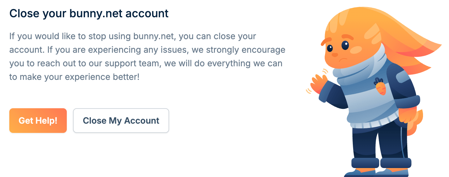 Close account section