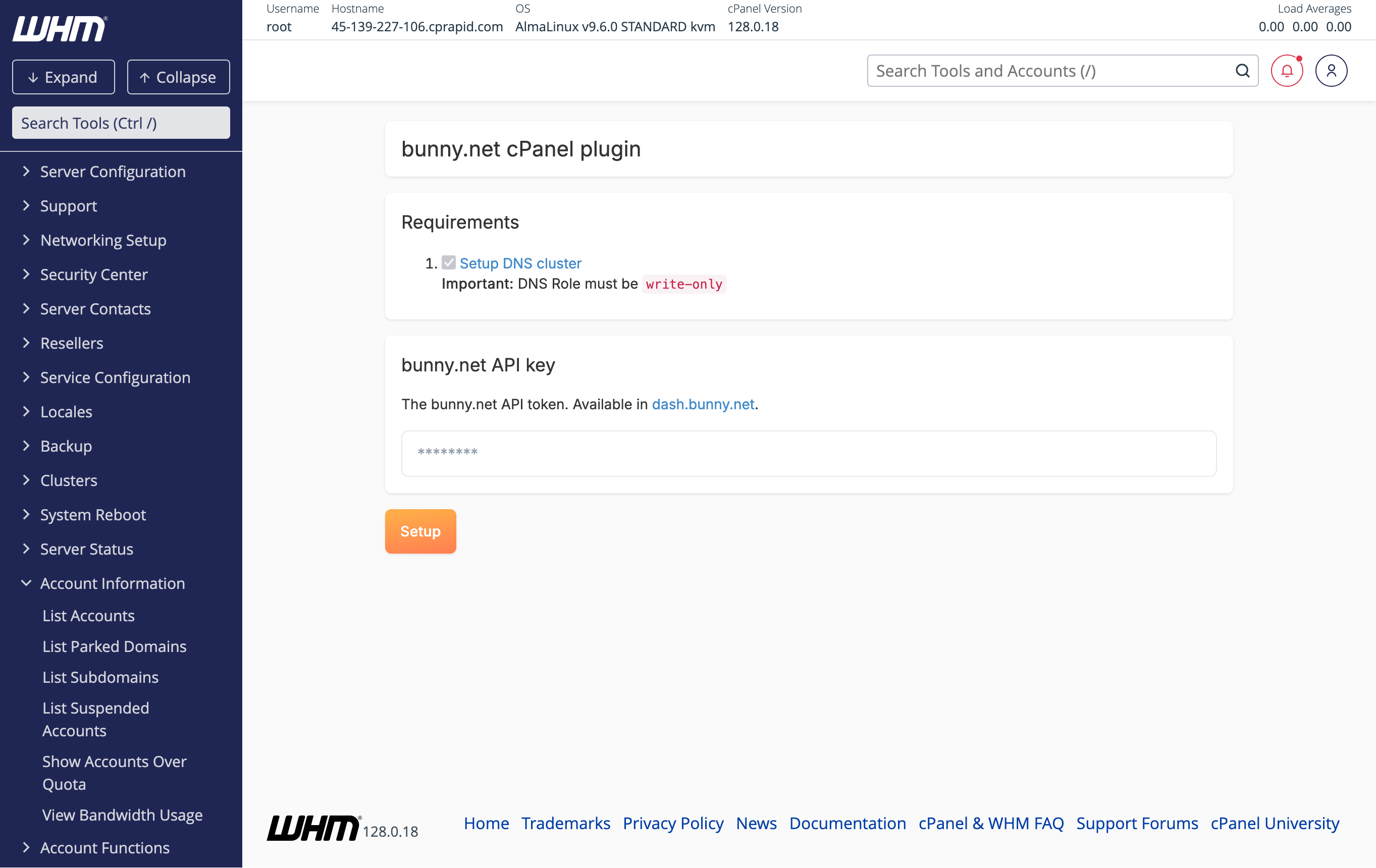 bunny.net API key entry