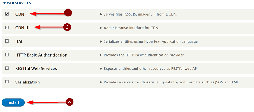 Enabling the CDN and CDN UI modules