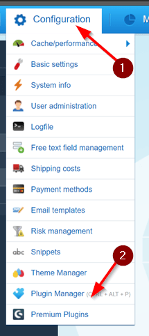 Opening the Shopware Plugin Manager
