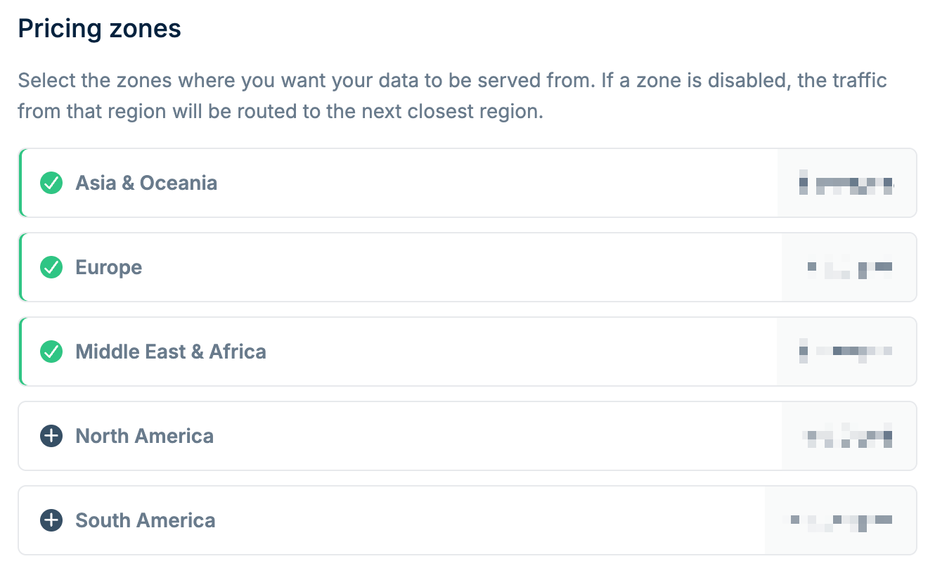 Pricing zones
