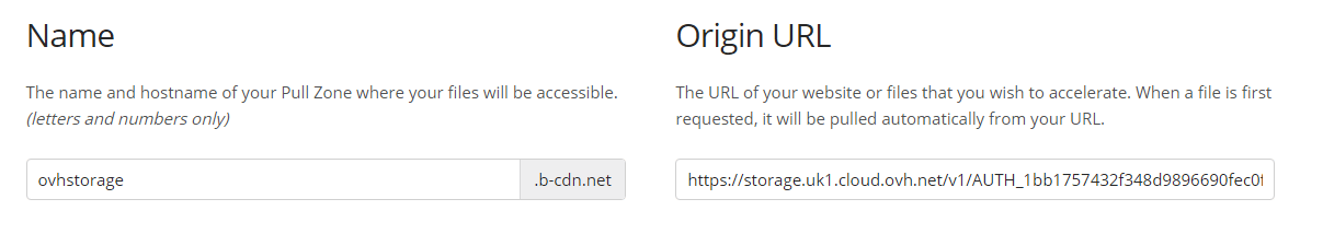 Adding a Pull Zone with the OVH container as origin