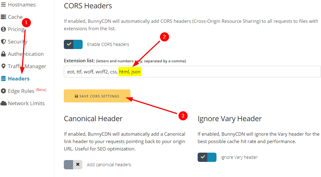 Adding CORS headers to the Pull Zone