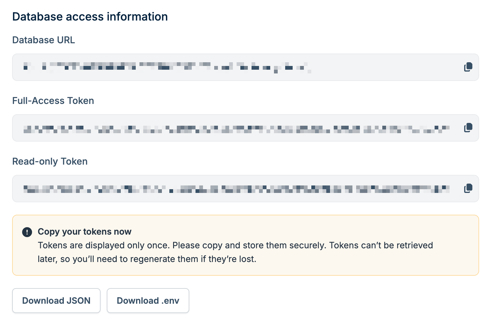 Database Credentials