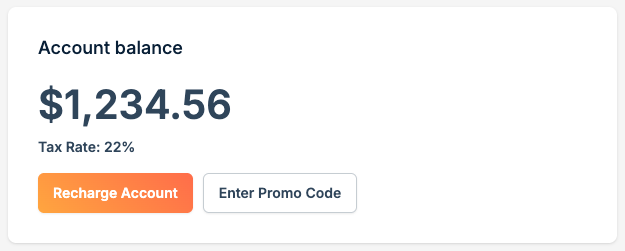 Tax rate on billing page