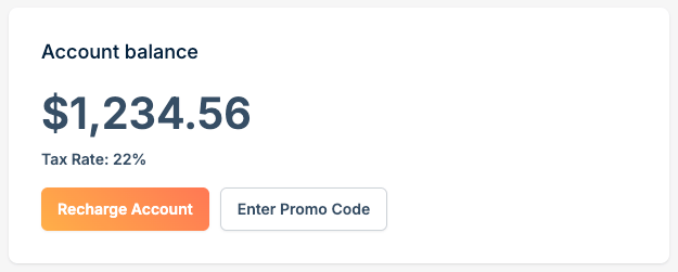 Tax rate on billing page