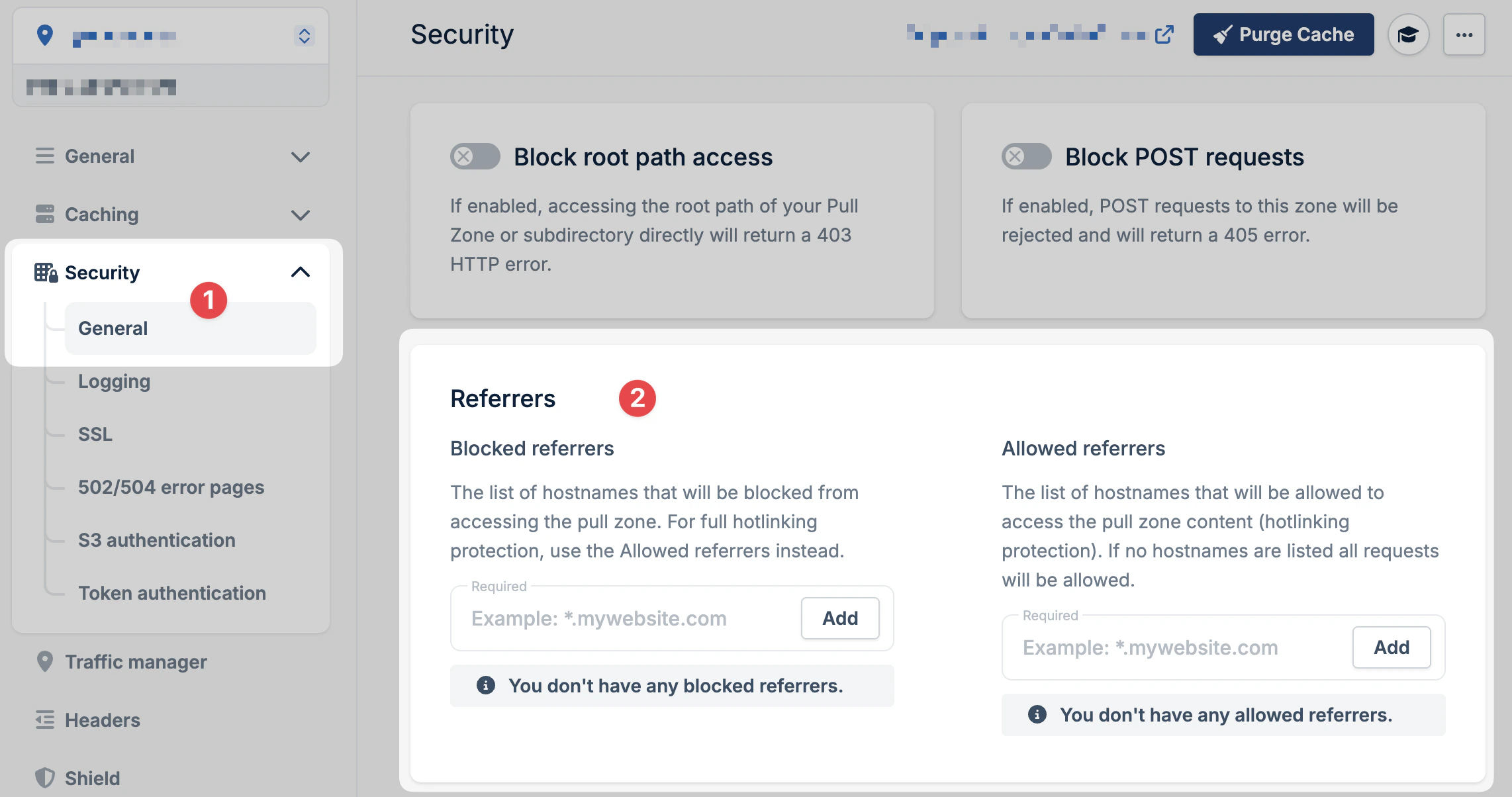 Allowed referrers