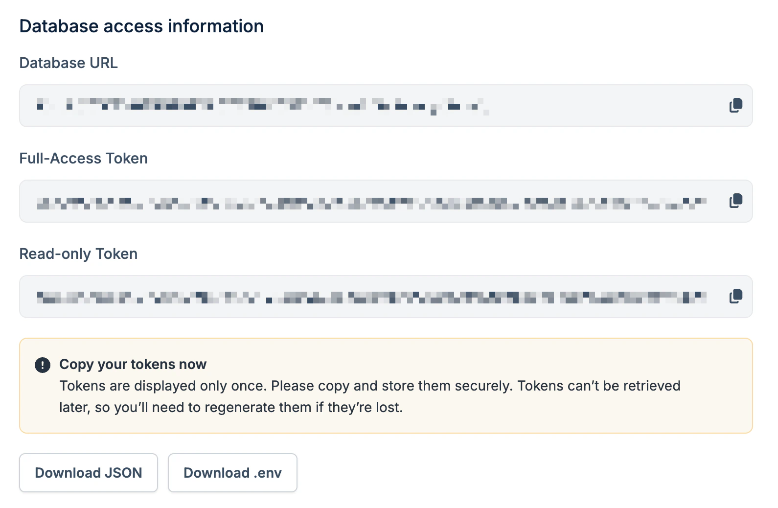 Database Credentials