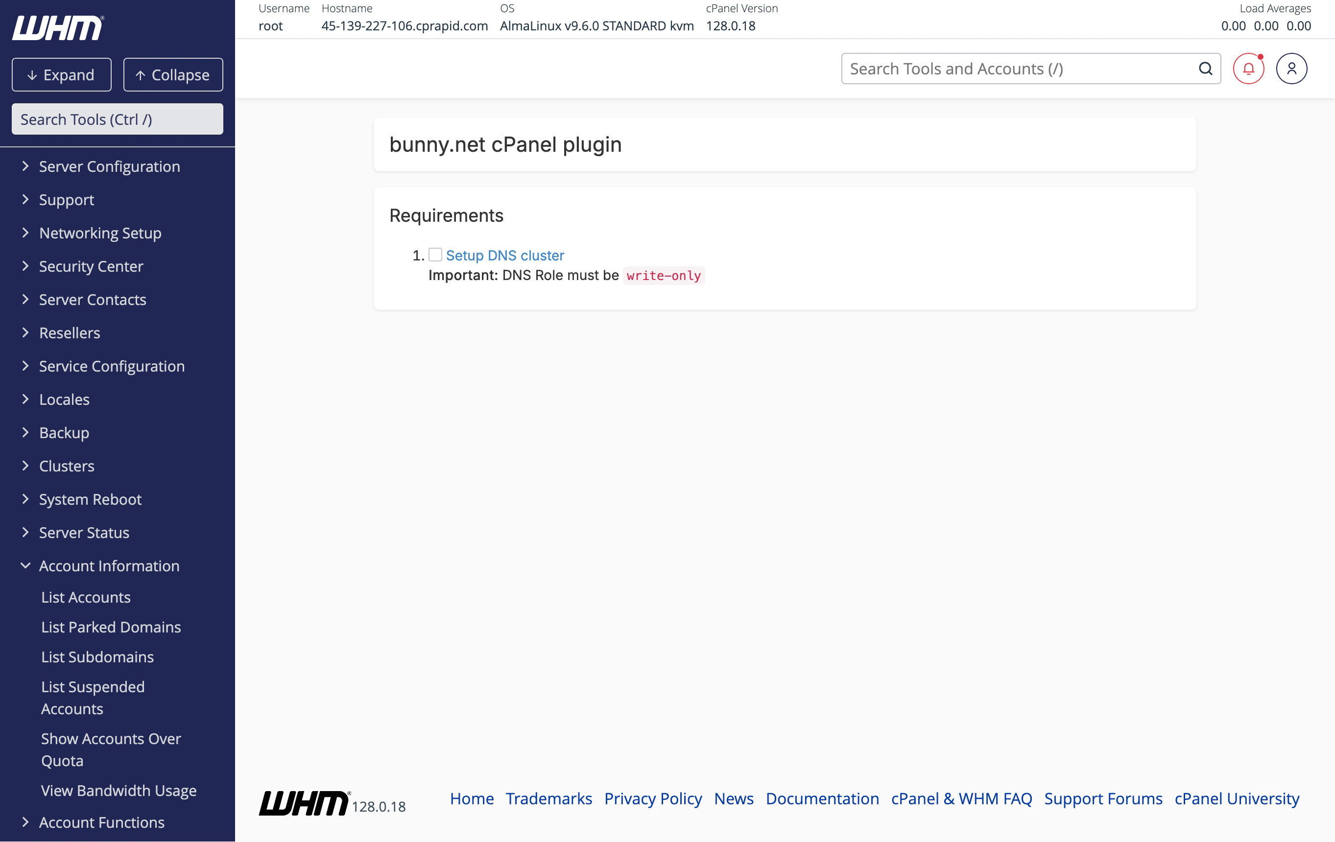 bunny.net cPanel plugin requirements