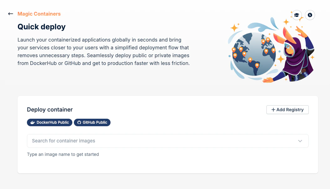Select an image from quick deploy