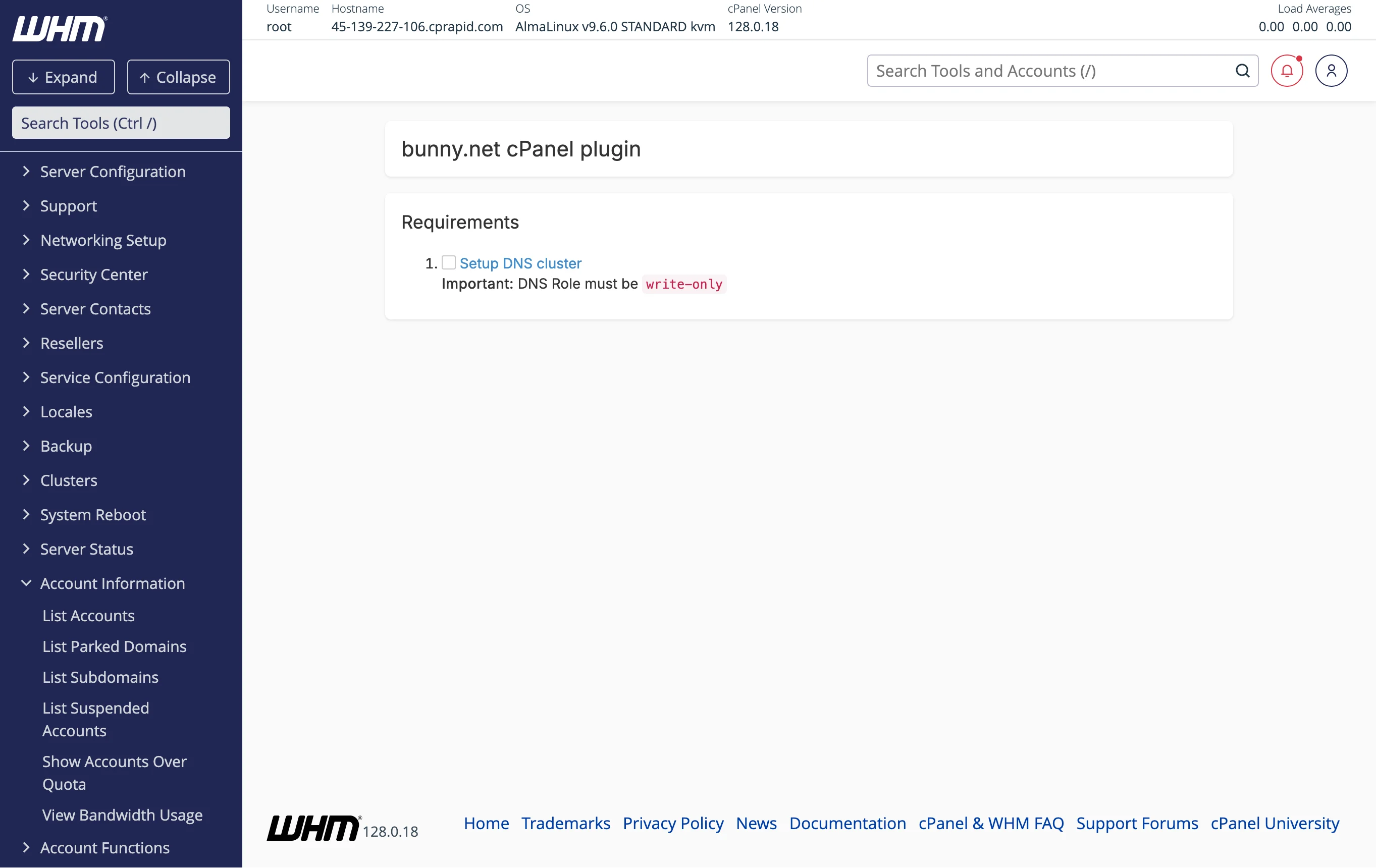 bunny.net cPanel plugin requirements