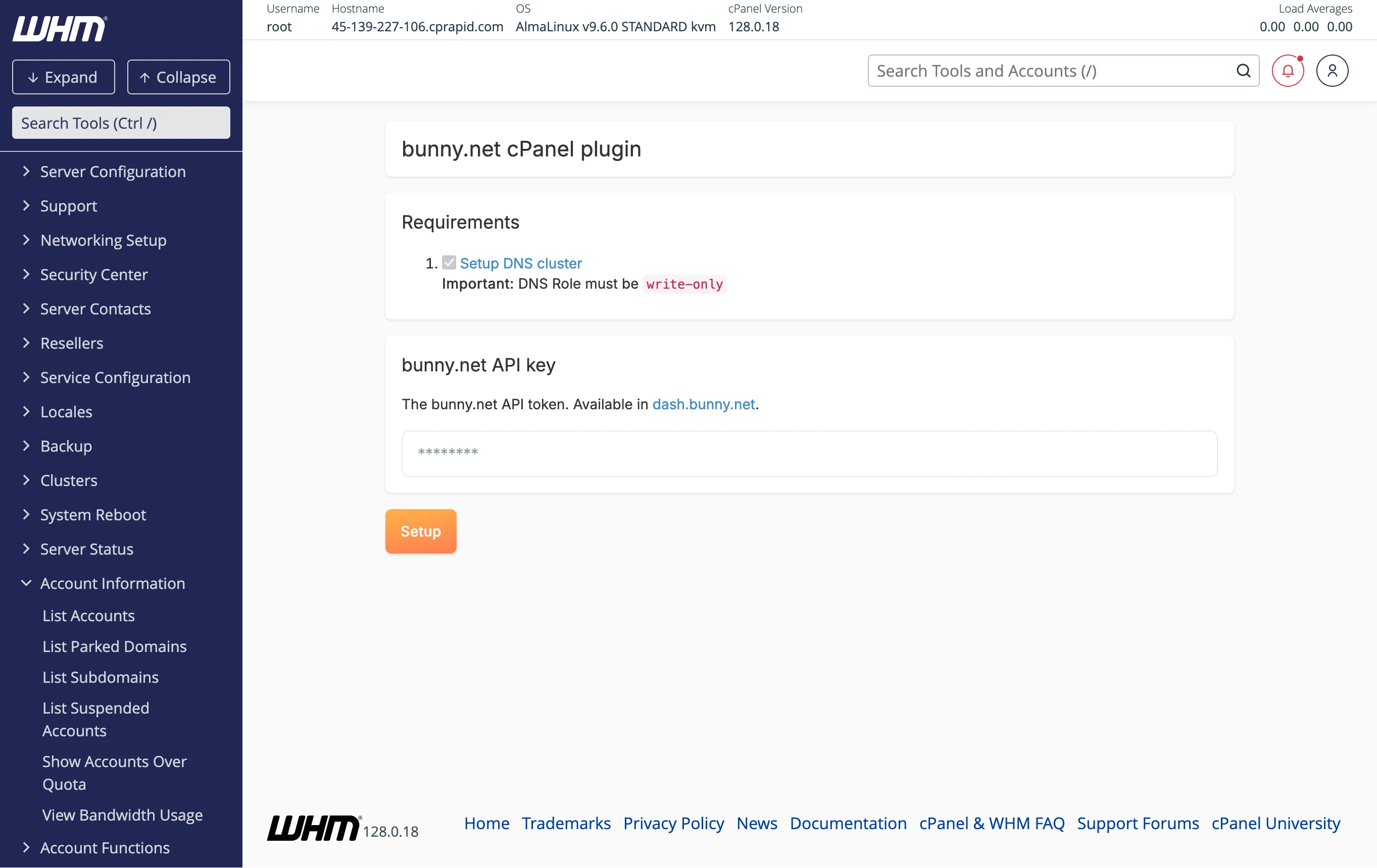 bunny.net API key entry