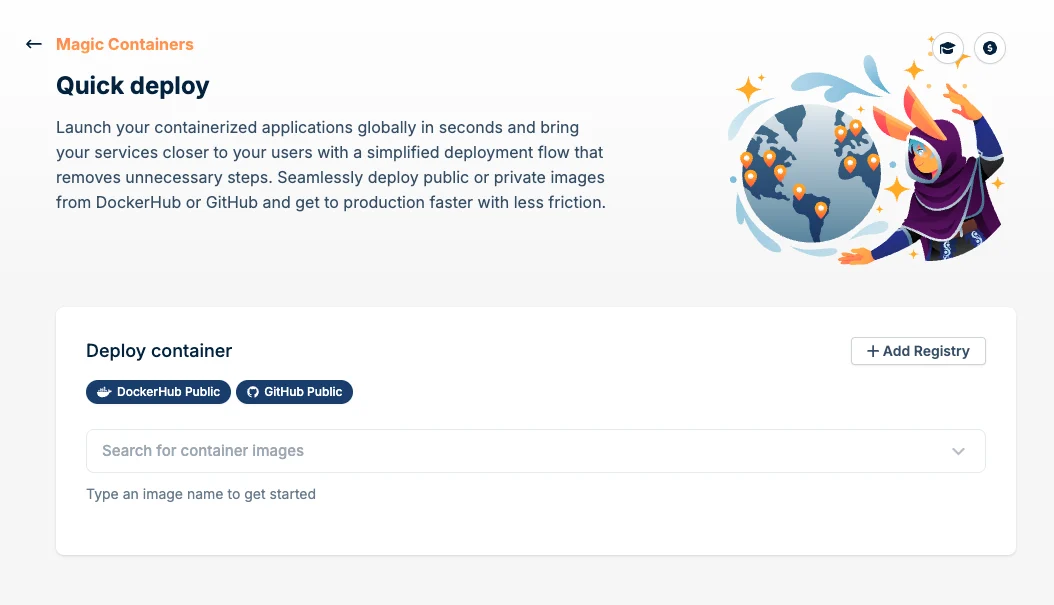 Select an image from quick deploy