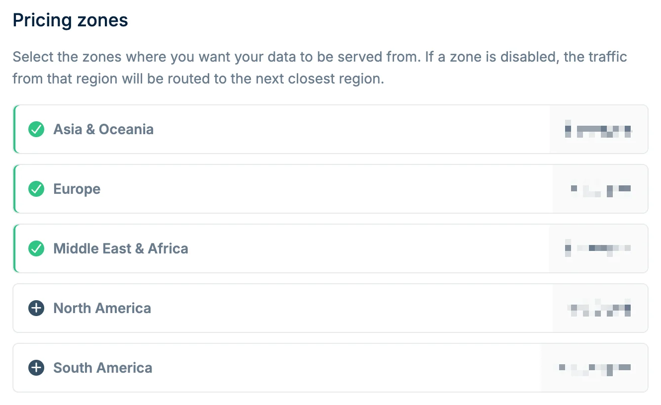 Pricing zones