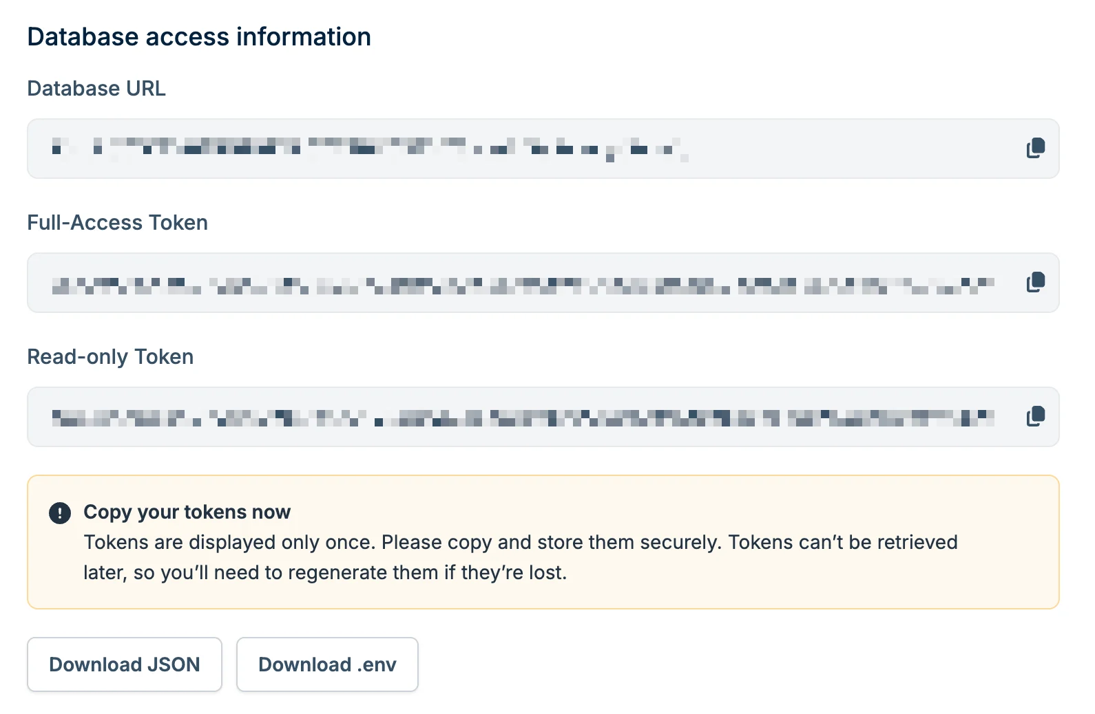 Database Credentials