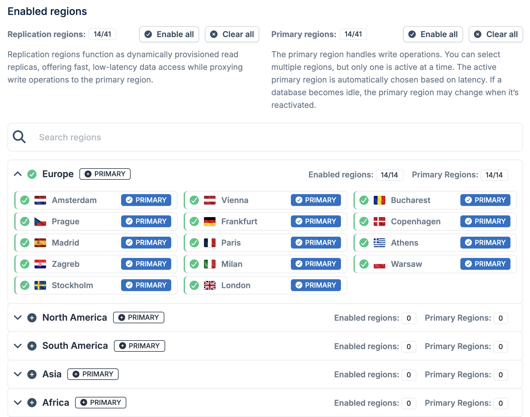 Enabled Regions