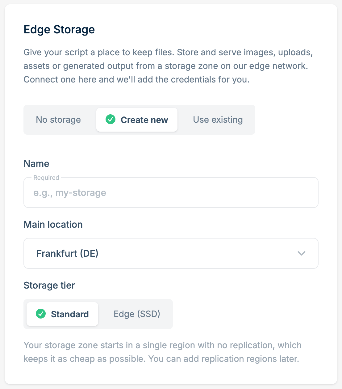 Add Storage Zone