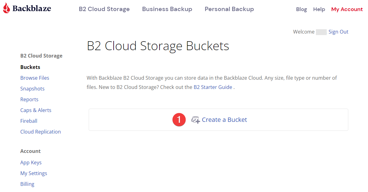 Creating a Backblaze B2 bucket