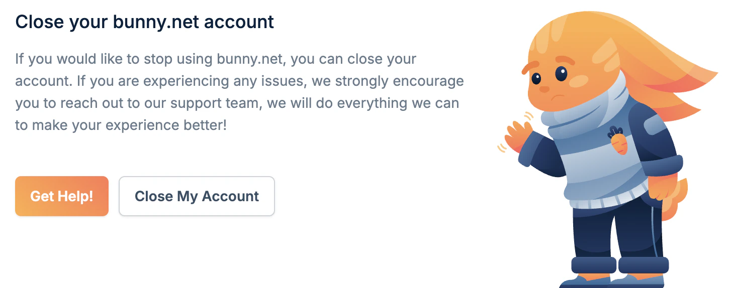Close account section