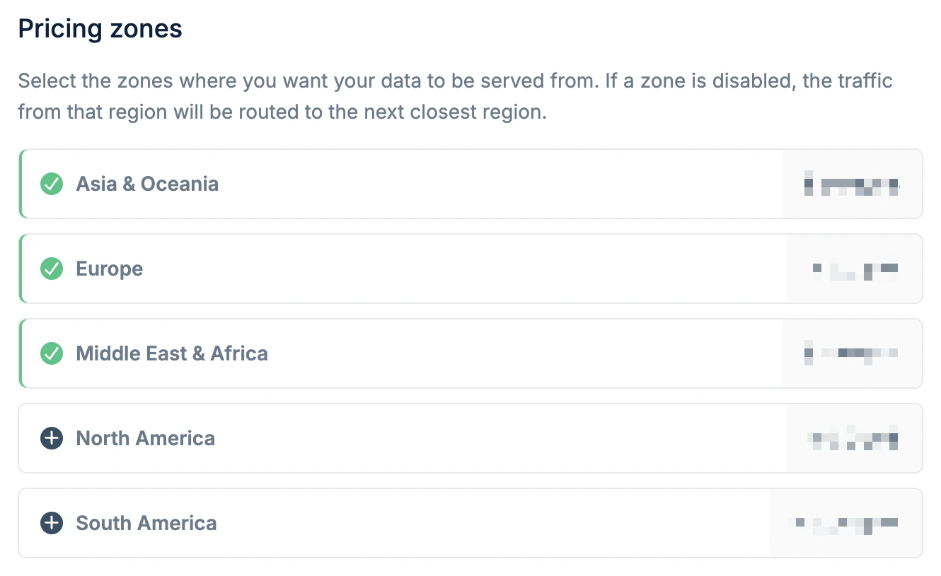Pricing zones