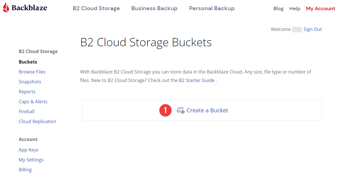 Creating a Backblaze B2 bucket