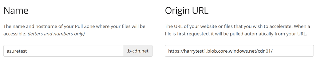 Adding a Pull Zone with the Azure container as origin