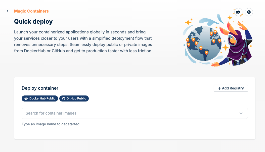 Select an image from quick deploy