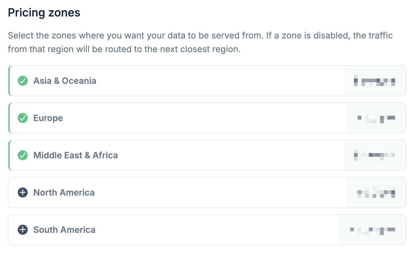 Pricing zones