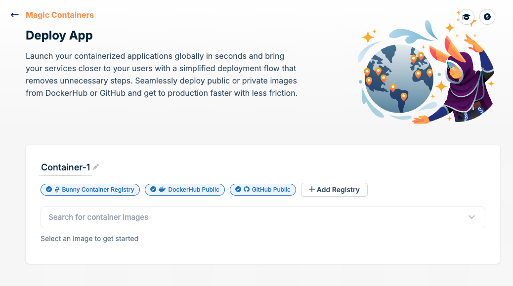Deploy App page in Magic Containers