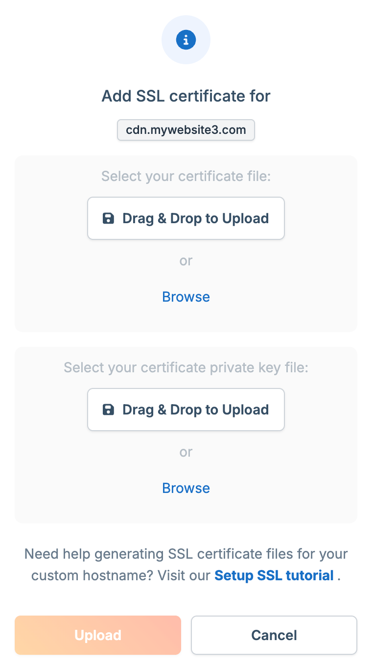 Upload custom SSL certificate