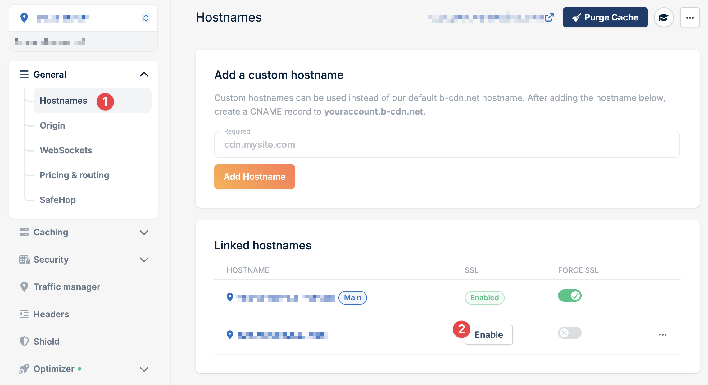 Select hostname and enable SSL