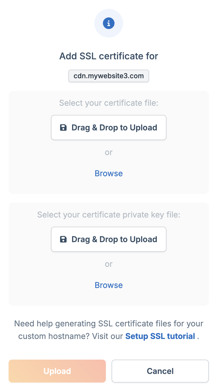 Upload custom SSL certificate
