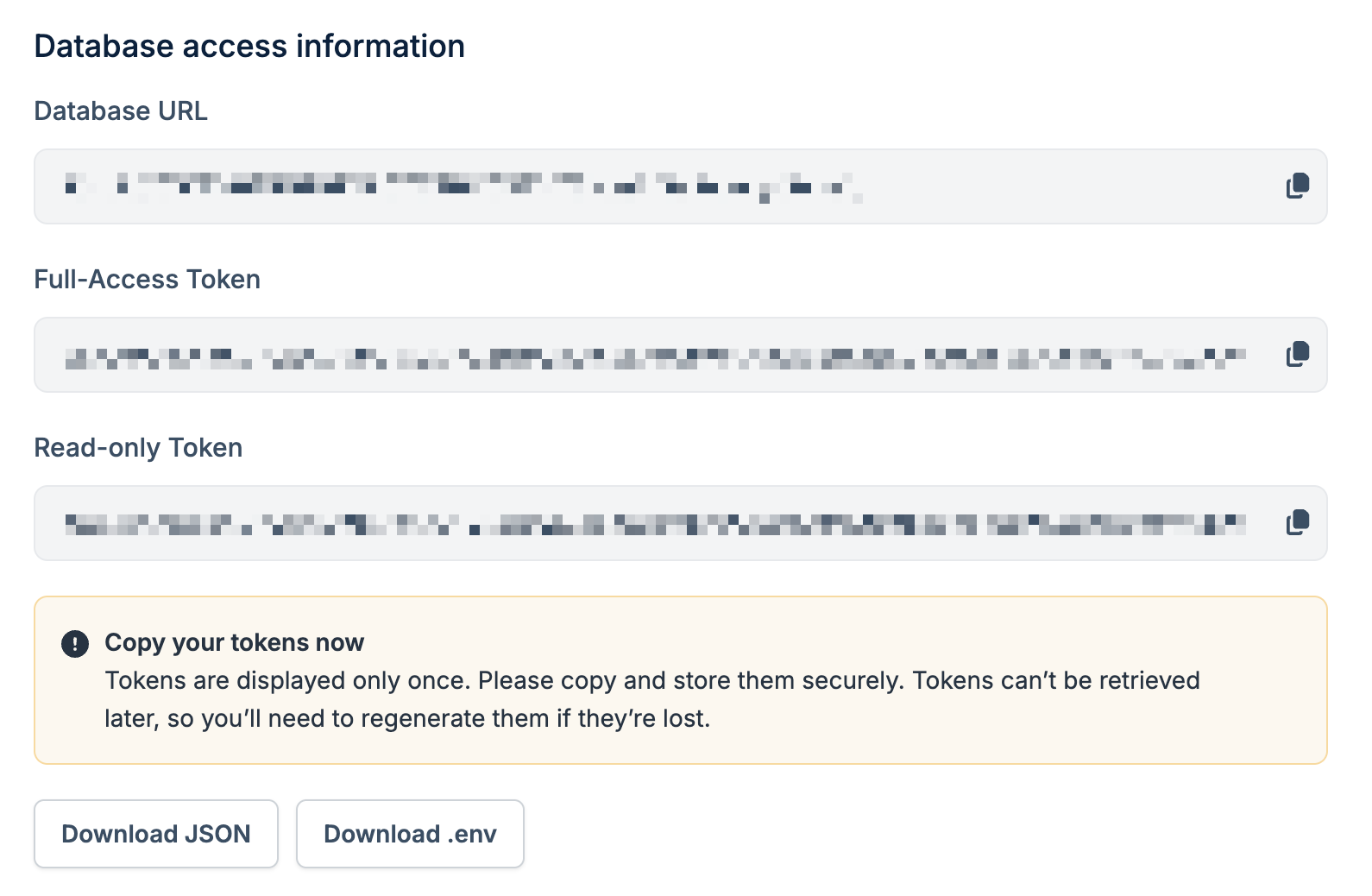 Database Credentials