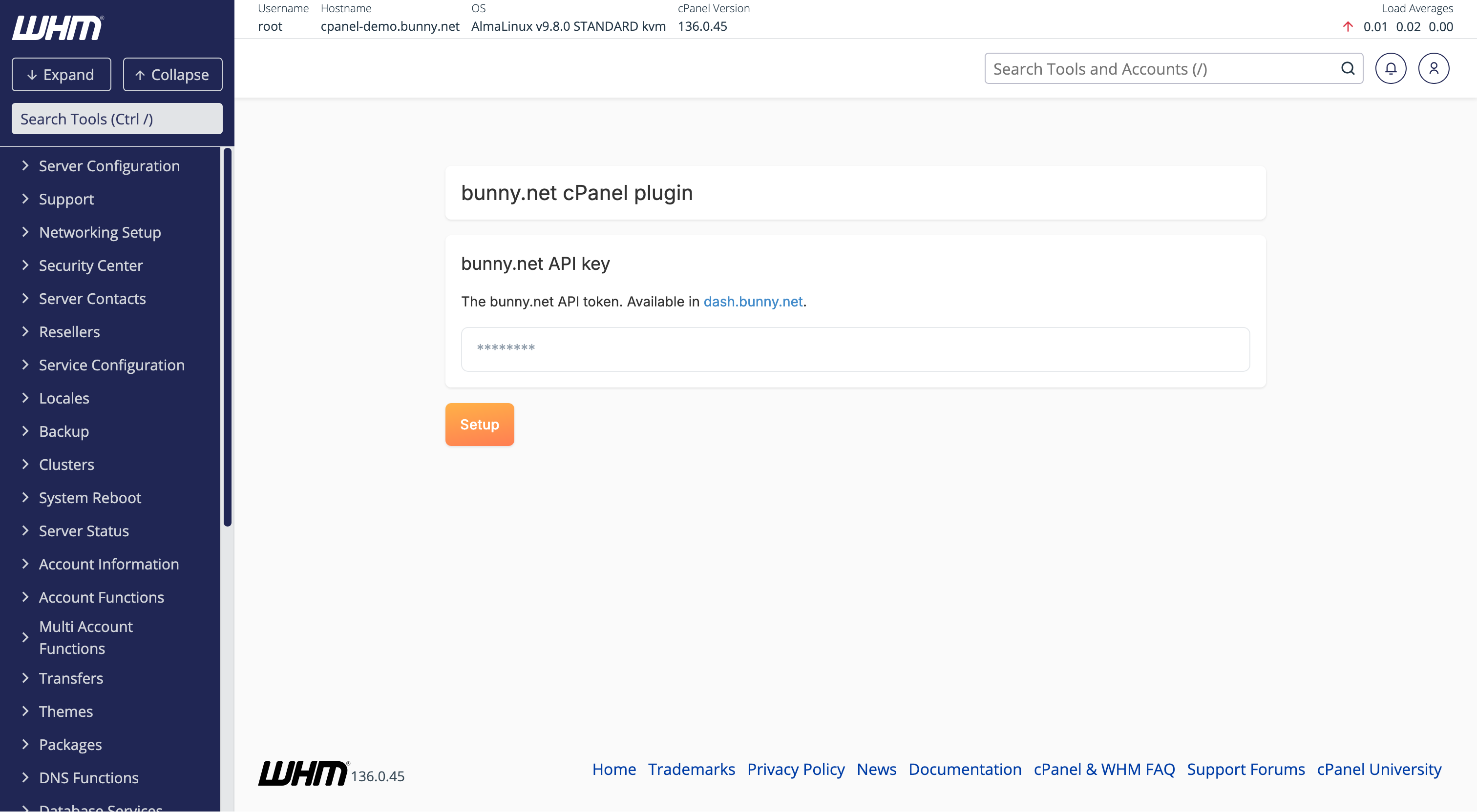 bunny.net API key entry