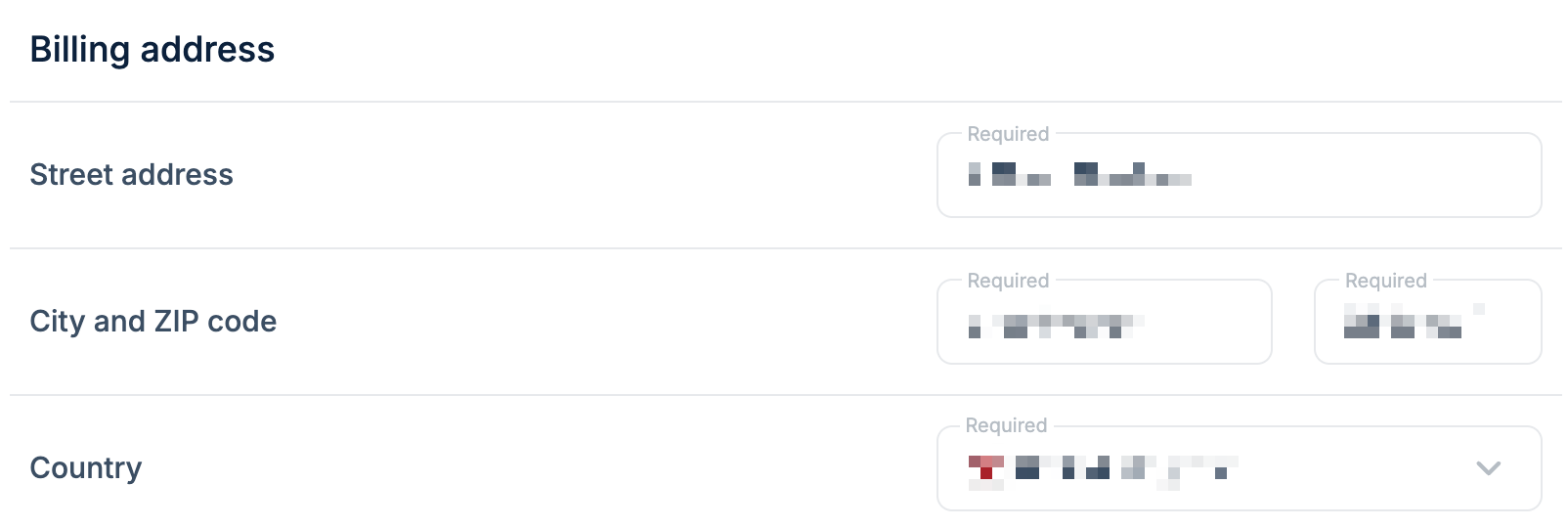 Billing details
form