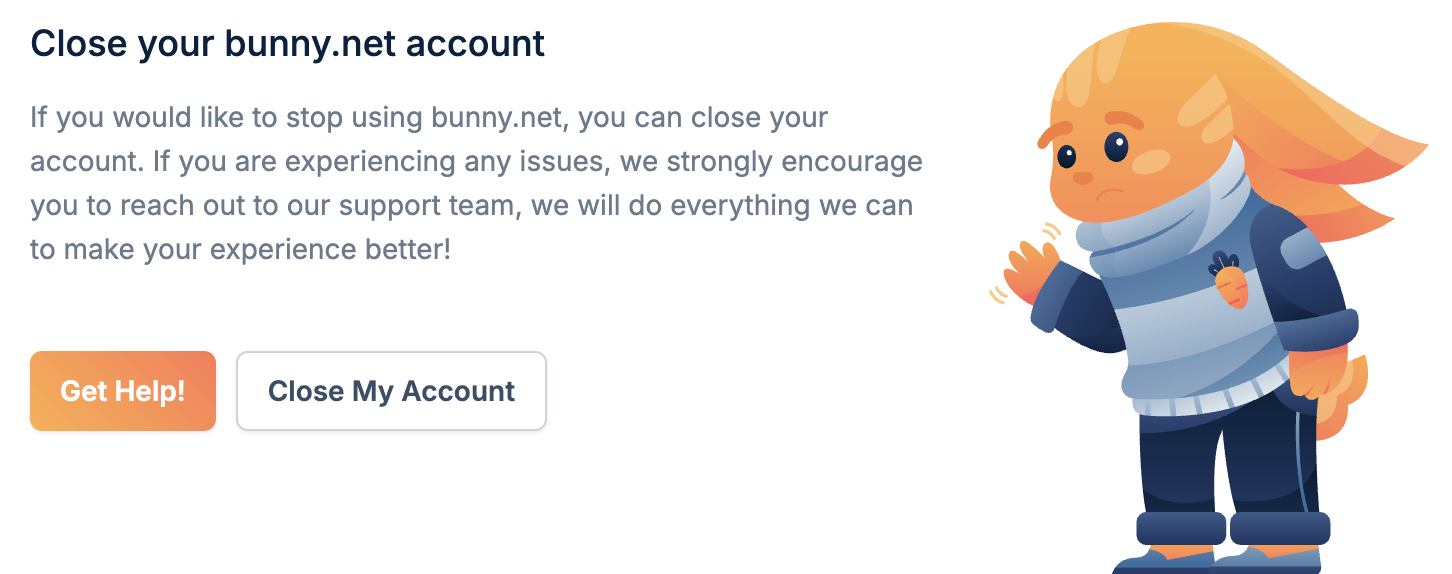 Close account section