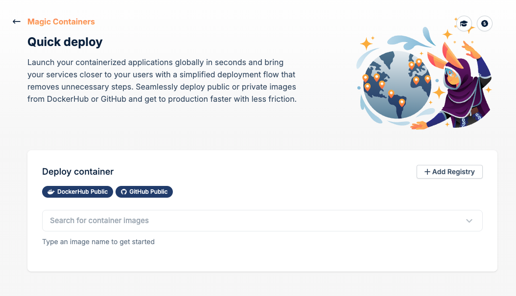 Select an image from quick deploy