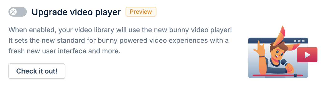 Upgrade video player toggle in Player
Settings