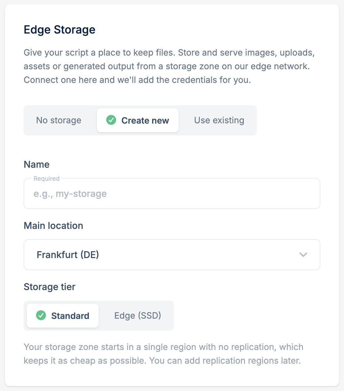 Add Storage Zone