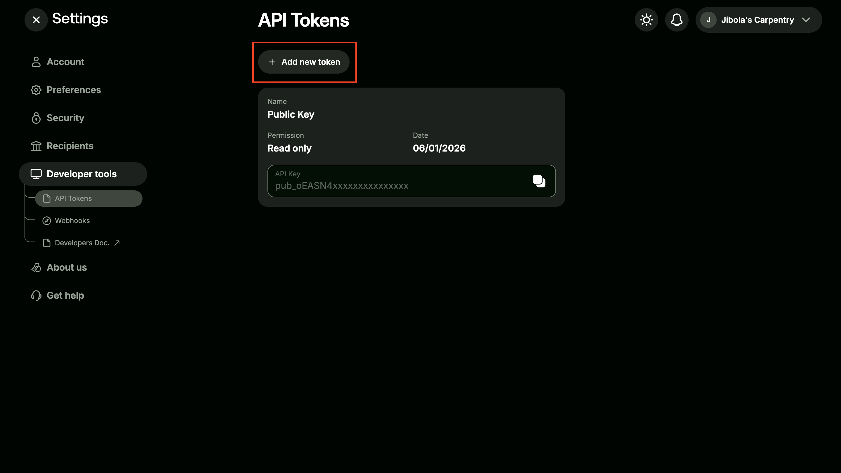 Business dashboard with a focus on Verify now