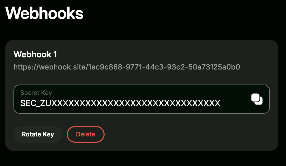Webhook secret key