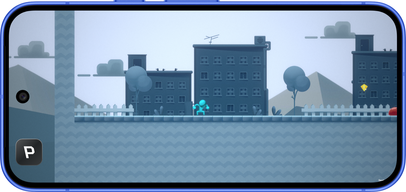 The floating Playtolia button over a running game