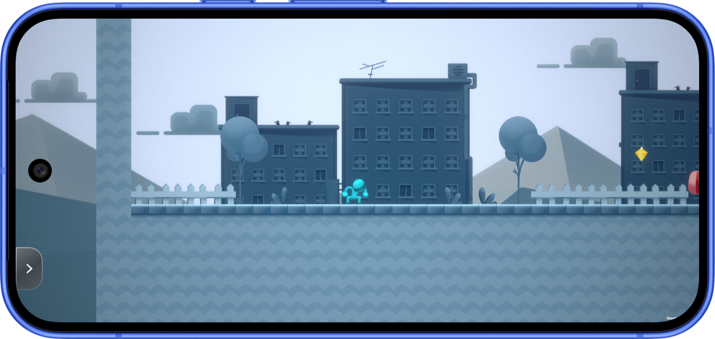 The Playtolia button minimized into a notch on the left edge of the screen