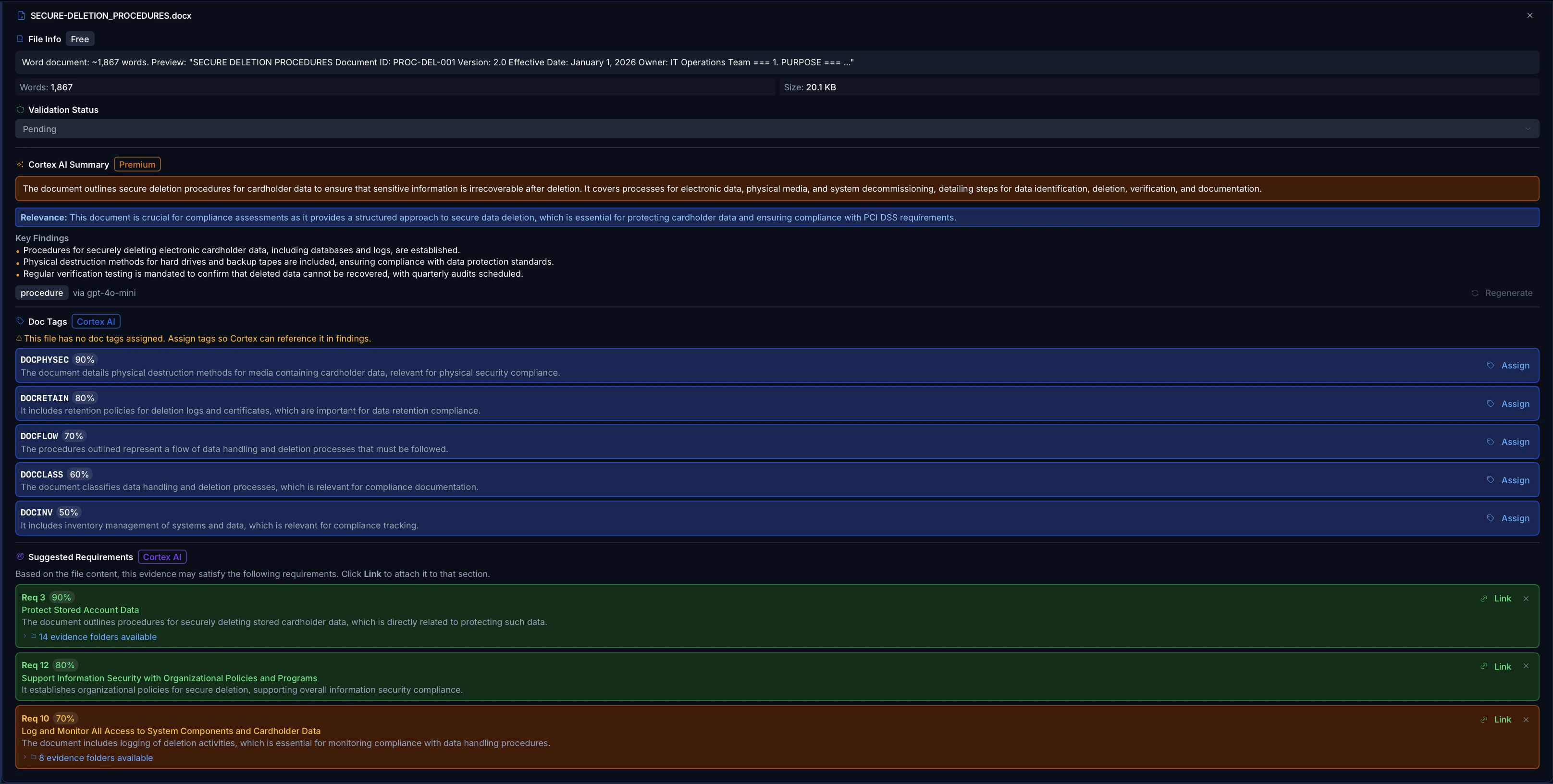 Screenshot of Criteria Validation Results