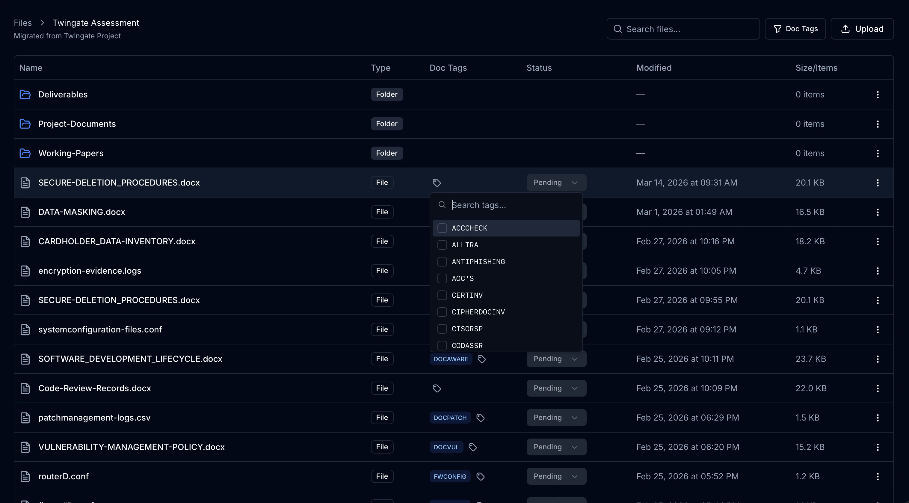 Screenshot of Doctag Assignment