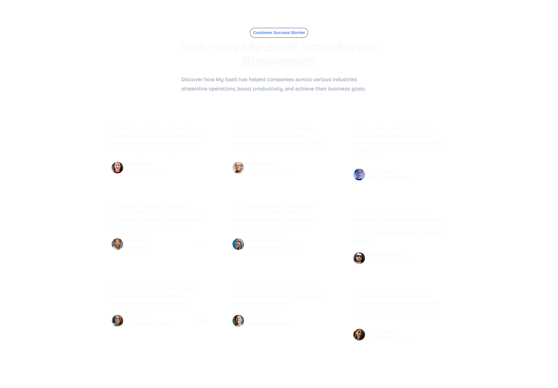 Testimonial Grid Dark